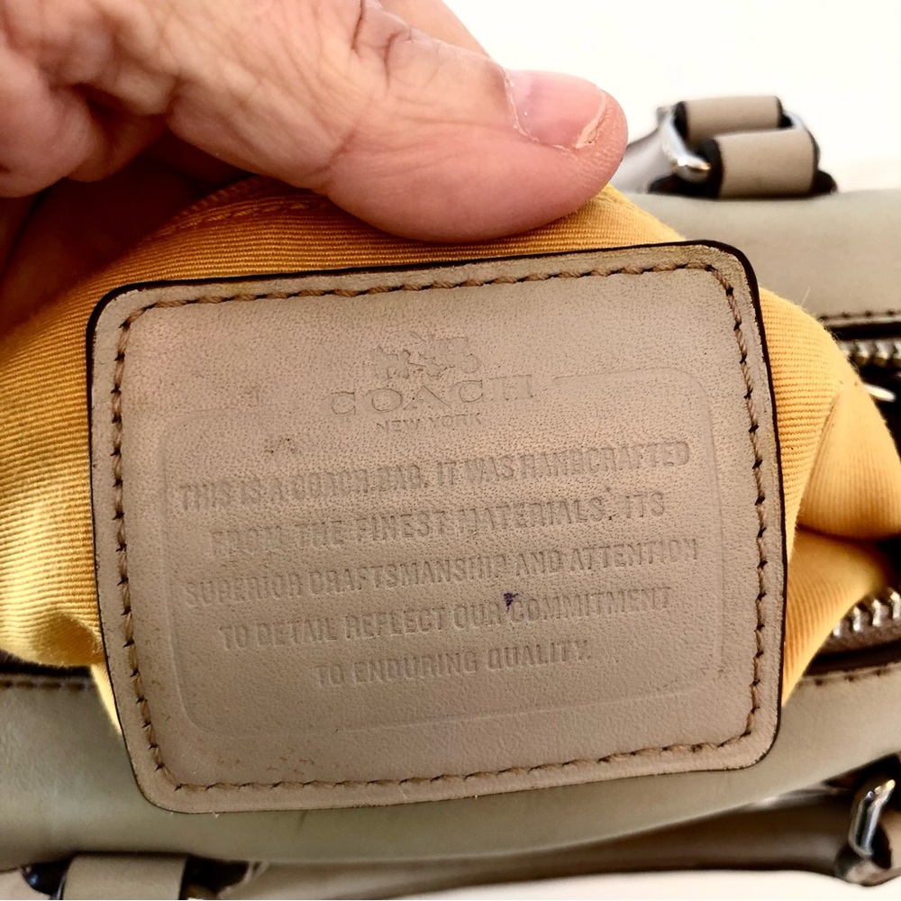 Coach Varsity Stripe Mini Bennett Satchel & Wristlet Cream Orange Yellow F38401 - Picture 8 of 17